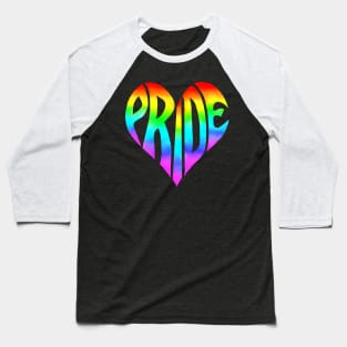 Ombre Gradient Rainbow Pride Heart Baseball T-Shirt